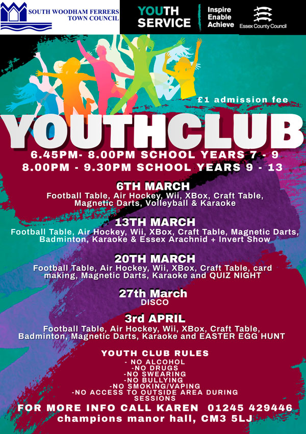 March 2020 Youth Club Poster